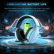 Casque Gaming Sans Fil Gtheos 2.4GHz Blanc, 40+H Batterie