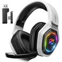 Casque Gaming Sans Fil Ozeino 2.4GHz USB & Type-C avec Micro Flip, 40h Autonomie, PC/PS5/PS4/Switch