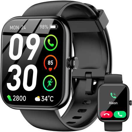 Smart Watch with Alexa, 1.83 HD Touchscreen, Bluetooth Calling, Fitness & Sleep Tracking, 120+ Sports, IP68, Heart Rate - Bl