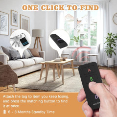 Remote Control Finder Pack of 4 - Key & Phone Tracker Tags with 120Ft Range, 80dB Beeper for Lost Items