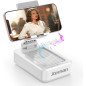 Support de téléphone portable JTEMAN avec enceinte Bluetooth sans fil - Cadeau, support bureau blanc Support de téléphone portable JTEMAN avec enceinte Bluetooth sans fil - Cadeau, support bureau blanc