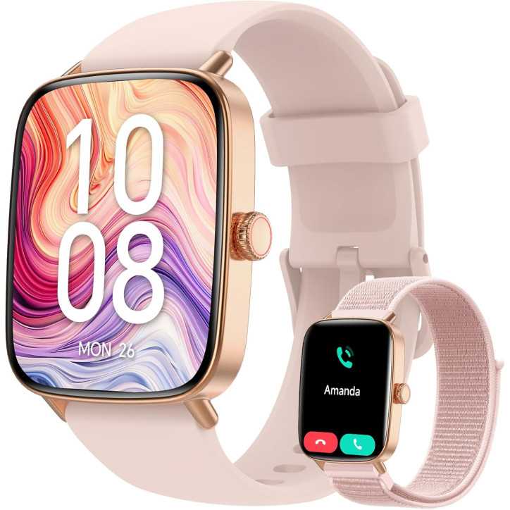 Smart Watch for Women 2025, 1.85 HD Fitness Tracker, Call/Answer, 110+ Sports, Sleep Monitor, IP68, 2 Bands
