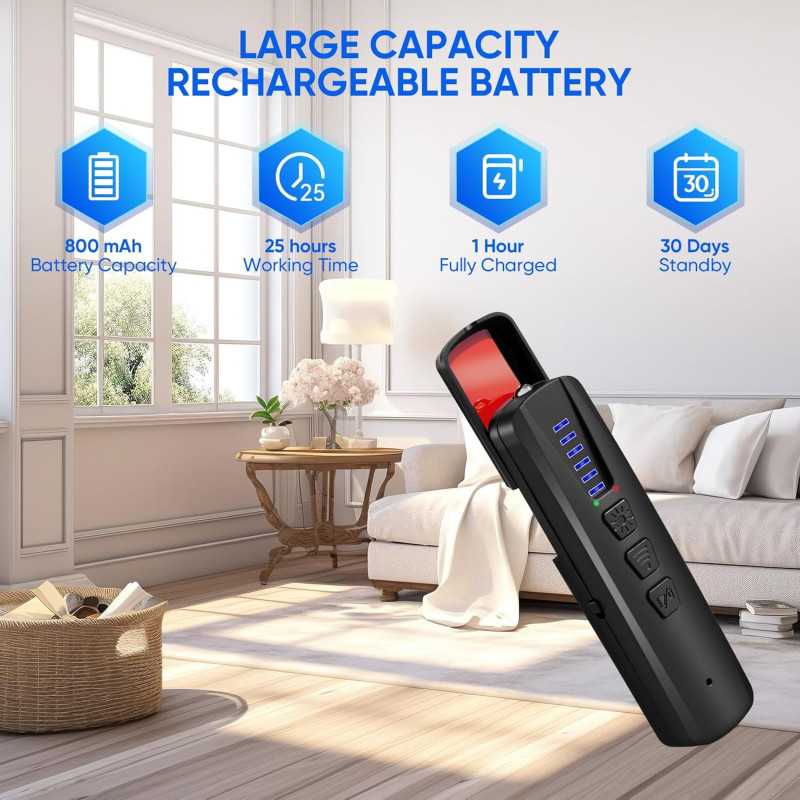 Détecteur Anti-Spy Caméra AI, GPS, RF, WiFi Rechargeable