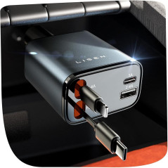 LISEN 69W Retractable Car Charger USB-C Fast Charger for iPhone & More