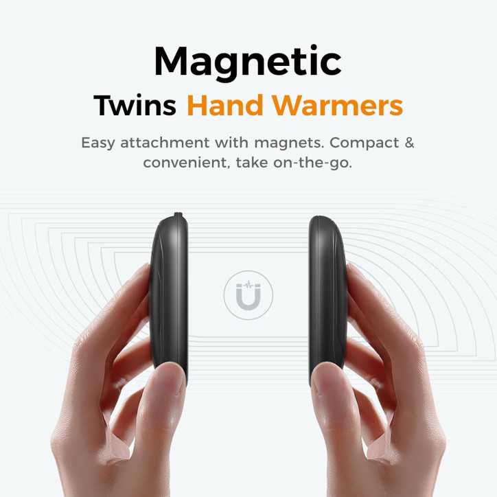 Chauffe-mains magnétique OCOOPA rechargeable 2 pcs, 3 réglages, portable, UL certifié, cadeau idéal Noël Chauffe-mains magnétique OCOOPA rechargeable 2 pcs, 3 réglages, portable, UL certifié, cadeau idéal Noël