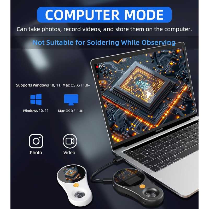 Loupe Numérique T TAKMLY 500x USB Écran 2 IPS Portable