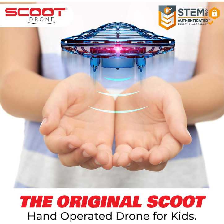 Force1 Scoot Hand-Operated Mini Drone with Motion Sensor, LED, Rechargeable UFO Toy for Kids & Adults (Blue) Force1 Scoot Hand-Operated Mini Drone with Motion Sensor, LED, Rechargeable UFO Toy for Kids & Adults (Blue)