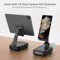 Support téléphone pliable TechGlow 360° avec enceinte Bluetooth