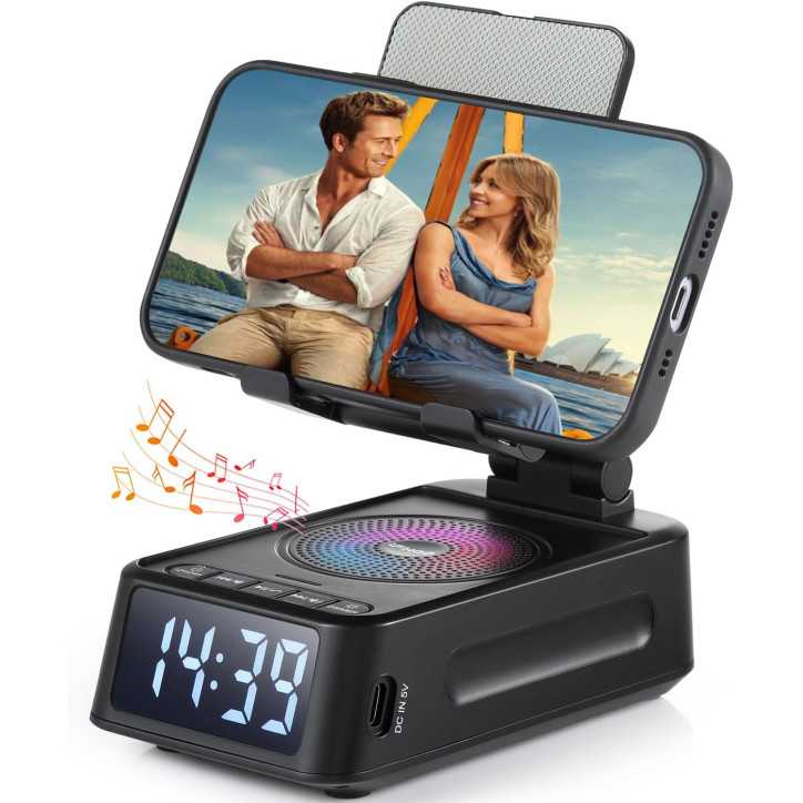 Bluetooth Speaker Phone Stand with Clock – Wireless Holder Gift for Men, Women, Dad, Mom, Husband, Boy Bluetooth Speaker Phone Stand with Clock – Wireless Holder Gift for Men, Women, Dad, Mom, Husband, Boy