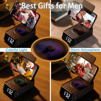 Bluetooth Speaker Phone Stand with Clock – Wireless Holder Gift for Men, Women, Dad, Mom, Husband, Boy