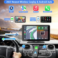 7 Portable Wireless Car Stereo with Apple CarPlay, Android Auto, Bluetooth 5.2, Backup Camera & AUX