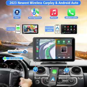 7 Portable Wireless Car Stereo with Apple CarPlay, Android Auto, Bluetooth 5.2, Backup Camera & AUX