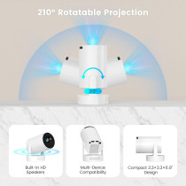 Mini Projecteur Portable 4K Bluetooth 5.4 WIFI6 HY300 ULTRA