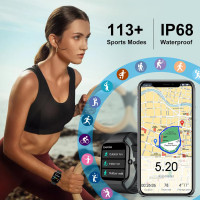 2025 Smart Watch 1.96 HD for Men & Women – Calls, 113+ Sports Modes, Waterproof