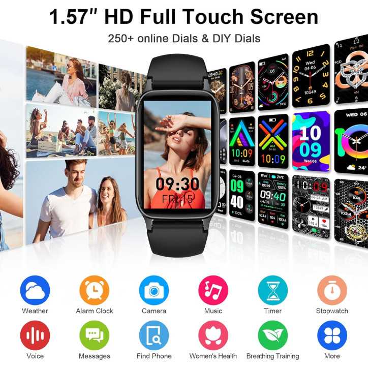 2025 Smart Watch 1.57” Fitness Tracker for Men & Women, Heart Rate, Sleep Monitor, 113 Sports, IP68 Waterproof