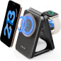 Station de Charge Sans Fil Rapide 3-en-1 Magnétique 2025 pour iPhone 12-17, Apple Watch & AirPods