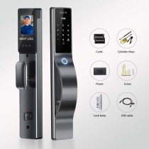 Serrure Intelligente 3D Reconnaissance Faciale HD, Entrée Sans Clé, WiFi, Auto-Verrouillage, App Wishome