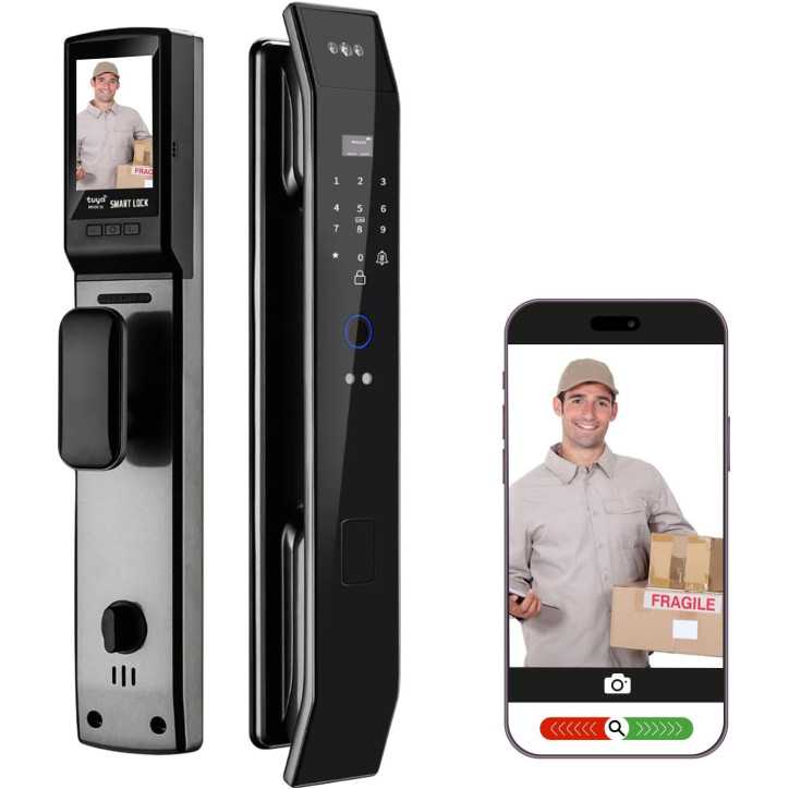 Serrure de porte WiFi intelligente avec reconnaissance faciale 3D, empreinte, sonnette vidéo et interphone Serrure de porte WiFi intelligente avec reconnaissance faciale 3D, empreinte, sonnette vidéo et interphone