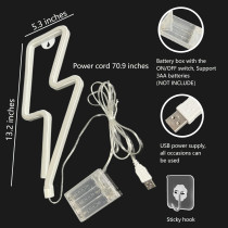 Enseigne Néon Éclair Jaune LED pour Décor Mural - USB/Batterie