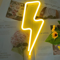 Enseigne Néon Éclair Jaune LED pour Décor Mural - USB/Batterie