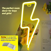 Enseigne Néon Éclair Jaune LED pour Décor Mural - USB/Batterie
