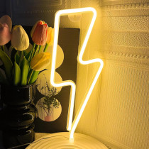 Yellow Neon Lightning Bolt Sign – LED Wall Decor for Bedroom & Party