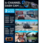 IIWEY N5 Dash Cam 4 Canaux 360°, 1080P Avant/Arrière Intérieur, Vision Nocturne 8 IR, WiFi 5G, Carte 128GB offerte