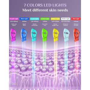 Masque de Thérapie par Lumière Rouge FOLOKE Visage & Cou, LED Rechargeable USB-C, Violet/Rose