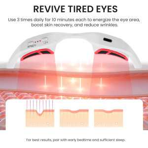 Appareil de Thérapie par Lumière Rouge pour Yeux - Lunettes Légères Anti-Cernes, Anti-Poches, Lissage des Rides