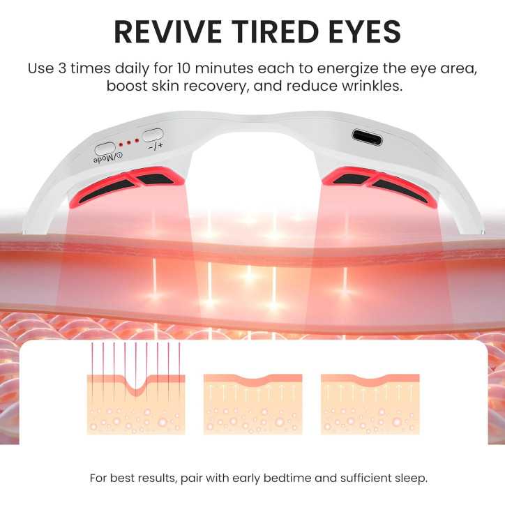 Under Eye Red Light Therapy Glasses - Lightweight Eye Massager for Dark Circles, Puffiness & Fine Lines Under Eye Red Light Therapy Glasses - Lightweight Eye Massager for Dark Circles, Puffiness & Fine Lines