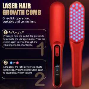 Laser Hair Growth Comb with Red Light Therapy for Men & Women - 1pc Red