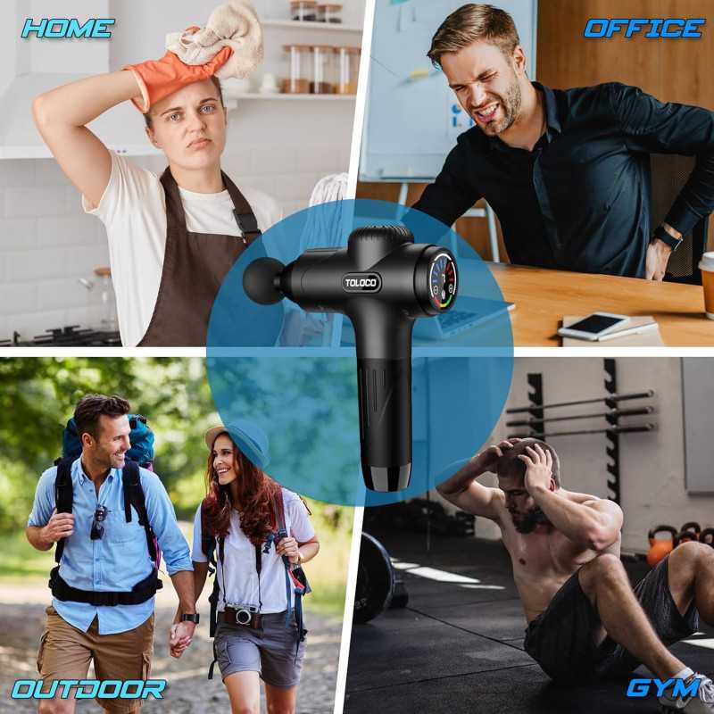 TOLOCO Pistolet de Massage Profond 10 Têtes - Silencieux