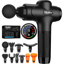 TOLOCO Deep Tissue Massage Gun with 10 Heads – Quiet, Portable, Black