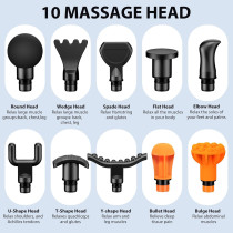 TOLOCO Deep Tissue Massage Gun with 10 Heads – Quiet, Portable, Black