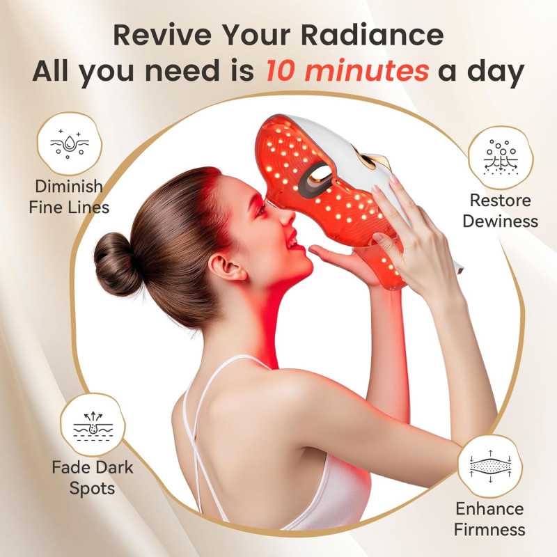 Masque LED Visage & Cou Rechargeable - Thérapie Lumière Roja
