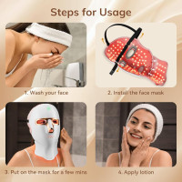 Cordless Red Light Therapy Face Mask, USB-C Rechargeable Infrared LED Mask for Home, Travel & Sleep