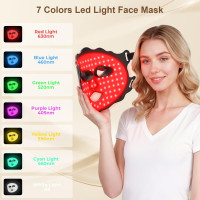 Masque LED Thérapie par Lumière Rouge pour Visage - Télécommande Rechargeable, Confortable à Domicile