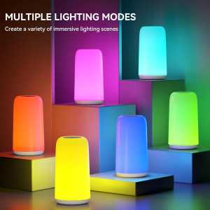 Touch Bedside Table Lamp - RGB, 3-Way Dimmable LED Nightstand Light