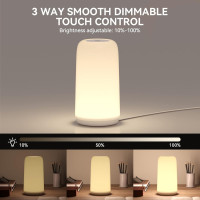 Touch Bedside Table Lamp - Sleek RGB 3-Way Dimmable LED Nightstand Lamp with Warm White & Multi-Color Lights
