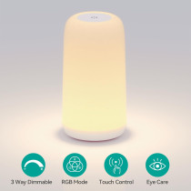 Touch Bedside Table Lamp - RGB, 3-Way Dimmable LED Nightstand Light