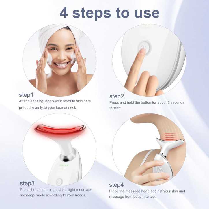 Facial Massager with 7-Color LED Light Therapy for Face & Neck – Portable Skin Care Tool