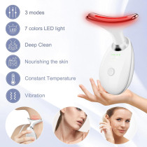 Facial Massager with 7-Color LED Light Therapy for Face & Neck - Portable