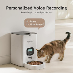 VOLUAS Automatic Cat Feeder with 4 Meals, Voice Recorder & Portion Control