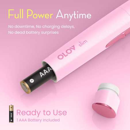Painless Electric Facial Hair Remover for Women with Pivoting Head & 2 Blades, Battery Operated - Pink