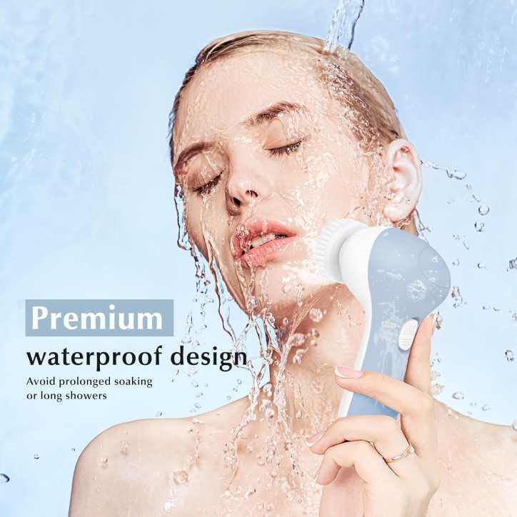 COSLUS 2-in-1 Facial Cleansing Brush & Silicone Scrubber: Waterproof Electric Exfoliating Massage Device