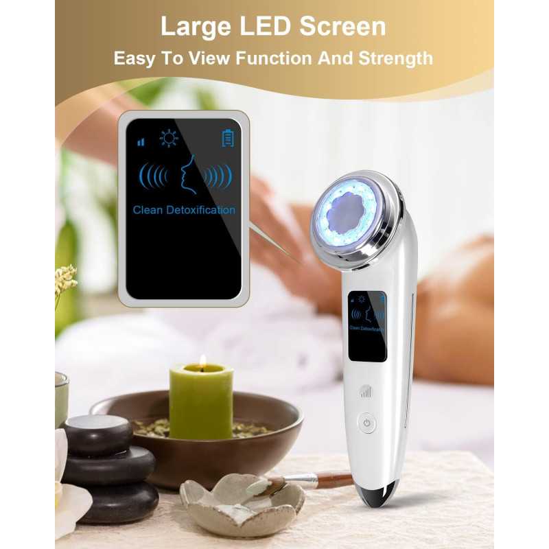 Appareil Massage Visage Électrique 4 en 1 Anti-Âge Blanc
