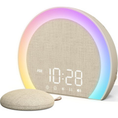 ANJANK Loud Alarm Clock with Wireless Bed Shaker & 9-Color Night Light