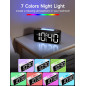 Cadmos Super Loud Digital Alarm Clock for Heavy Sleepers with 7-Color Night Light, Adjustable Volume, USB Charger (White+RGB)