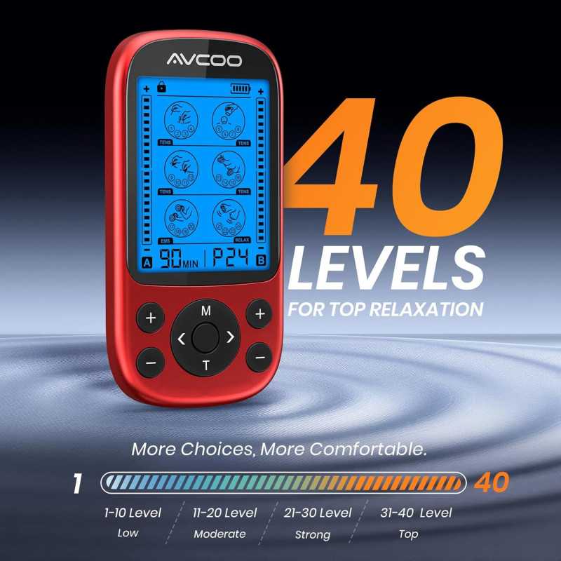 Appareil TENS 3-en-1 Rechargeable, 24 Modes & 40 Niveaux