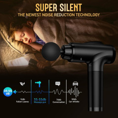 Pistolet de Massage Électrique 9 Accessoires 30 Vitesses Noir